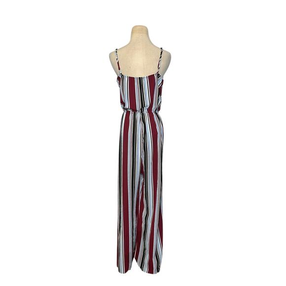 Ambiance blue white wine stripes sleeveless jumpsuit size 1X - Picture 2 of 12